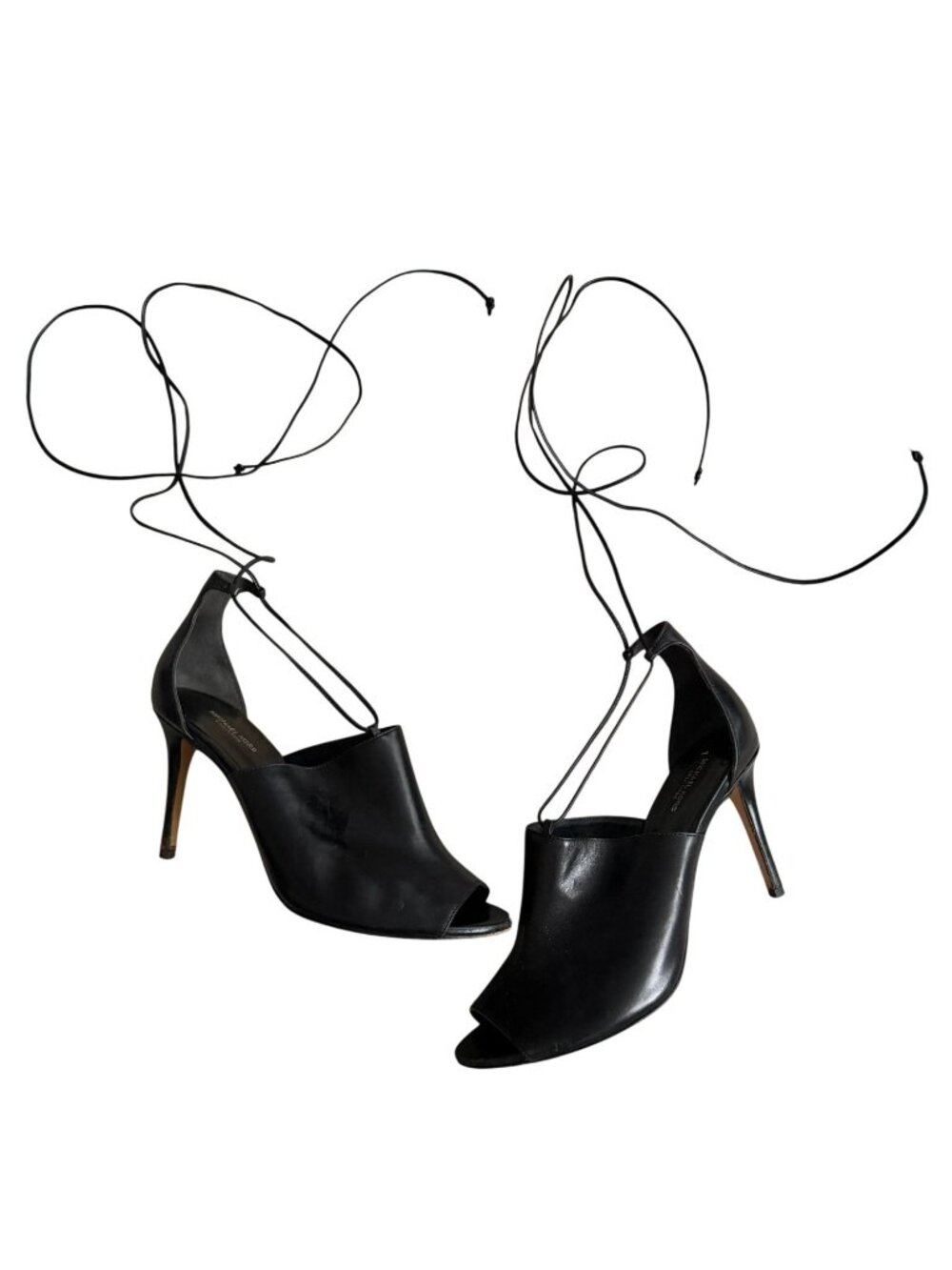MICHAEL KORS COLLECTION Black Leather Laceup Sandals Heels Size 39 / US 9 - Picture 12 of 12